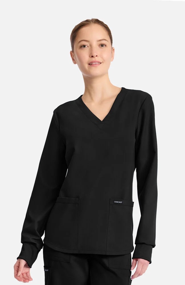 long sleeve top & Pull-On Slim Leg CK Women's Scrub Set - Image 10