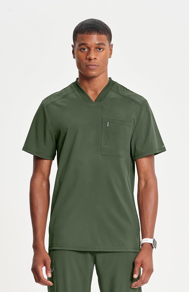 Panel Solid Top & Drawstring Jogger CK Infinity Men's Scrub Set - Image 10
