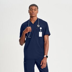 Panel Solid Top & Drawstring Jogger CK Infinity  Men's Scrub Set